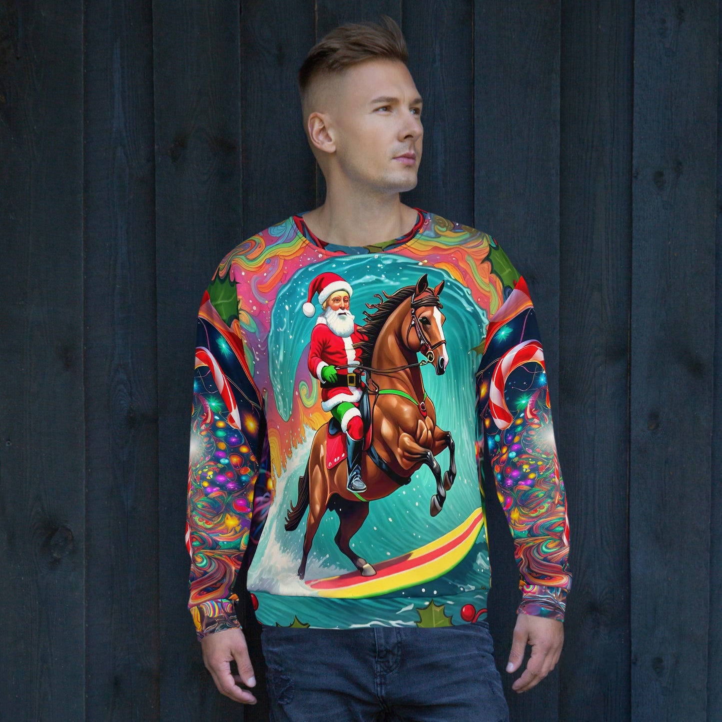 Surfing Santa Christmas Sweater